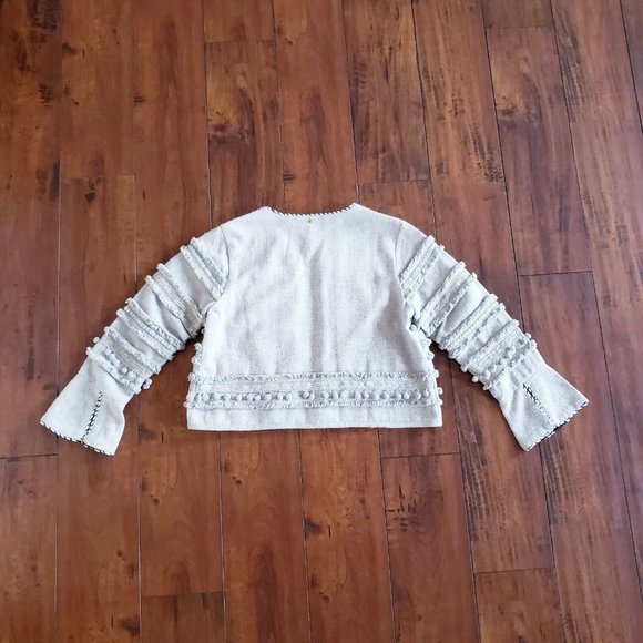 Harlyn Anthropologie Cropped Open Front Jacket Medium Annapolis Pom Pom NWT - Picture 11 of 16